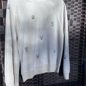 White Sweater with Dog Embroidery